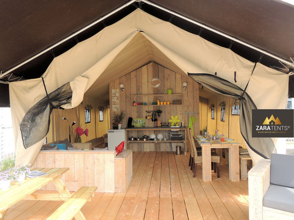 Luxe comfortabele tent huren incl. gebruik van Polyvalk